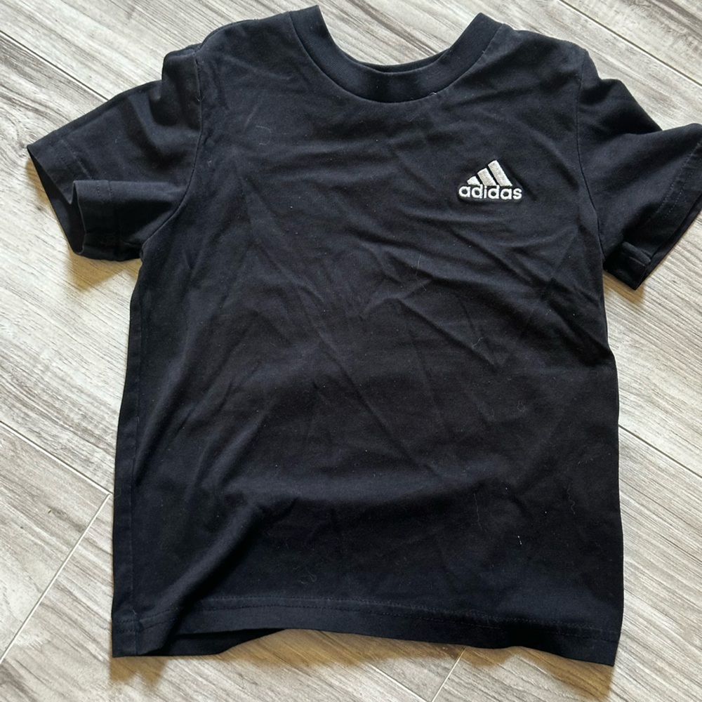Adidas kids Black Tee with White Logo 3T